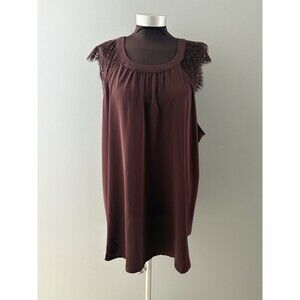 Torrid Studio Crepe de Chine Lace Trim Blouse 4X Burgundy Whimsy Career New